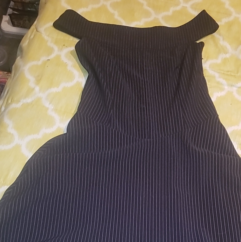 Black stress with pink pinstripes